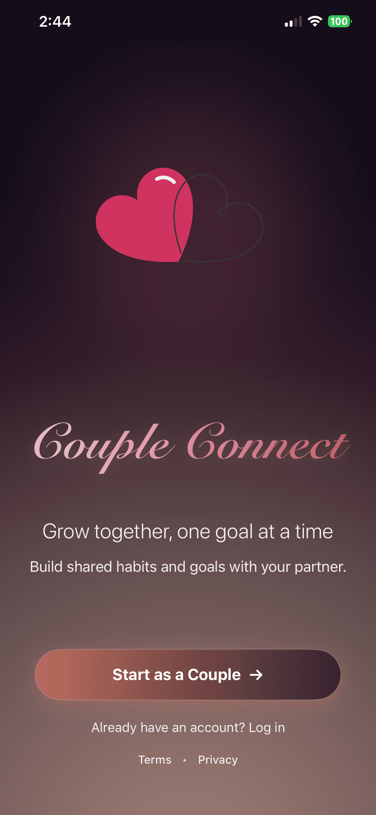 Couple Connect onboarding welcome screen