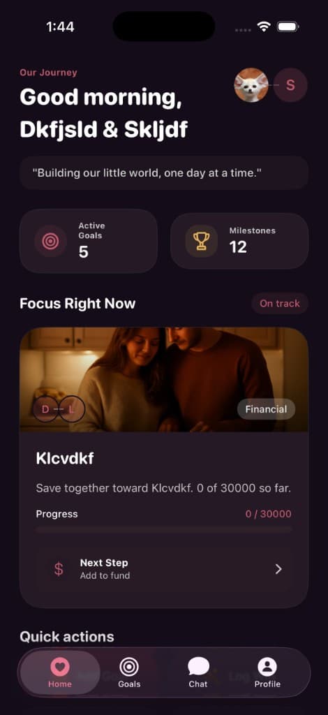 Couple Connect home screen
